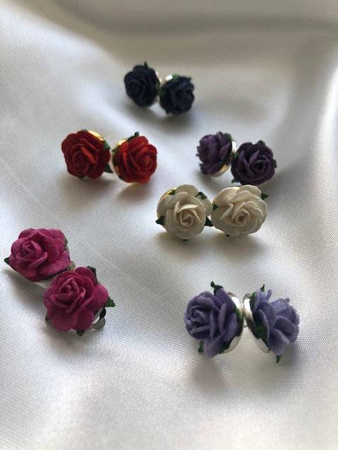 Rose Flower Earrings - Pierced or Clip-On Available