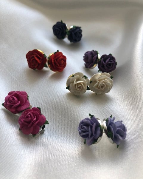 Rose Flower Earrings - Pierced or Clip-On Available