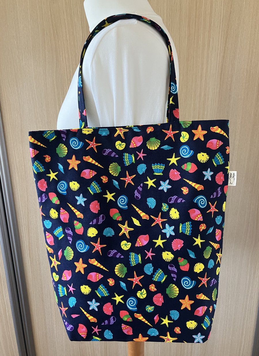 Shells Tote Bag, Shells Beach Bag, Handmade in the UK