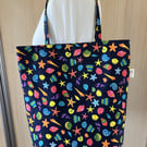 Shells Tote Bag, Shells Beach Bag, Handmade in the UK