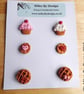 Cupcakes & Pastries Handmade Polymer Clay Buttons - Image 1
