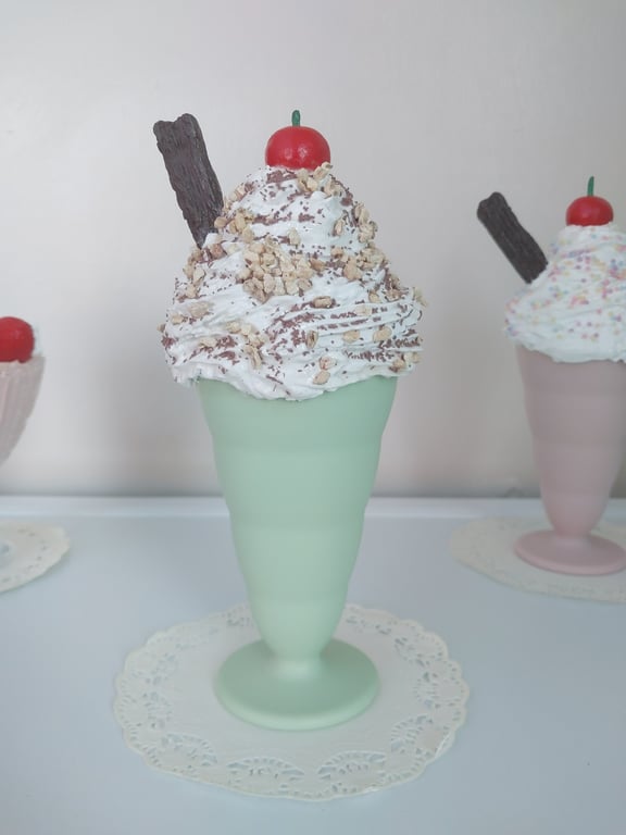 Fake Choc & Nut with Flake & Cherry Ice Cream Sundae Home Decor, Party Prop, Sho
