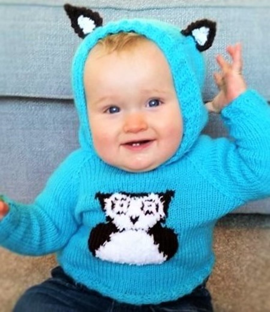 Knitting Pattern Baby Owl Hoodie.  Digital Pattern