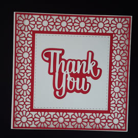 Thank You Greeting Card - Red and White