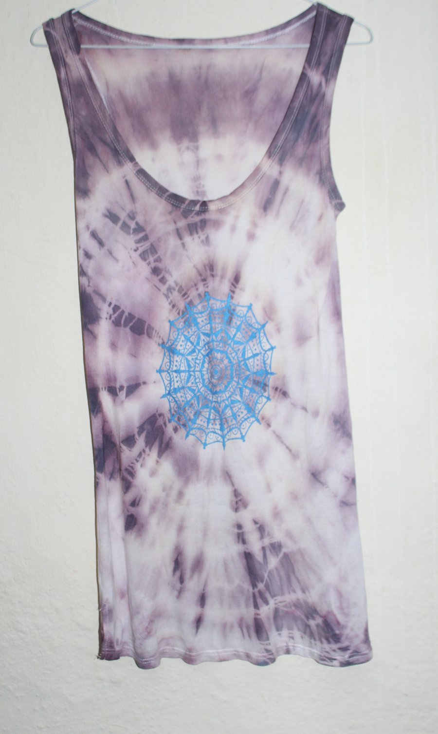 Mandala vest Unisex purple tie dye T shirt,metallic blue mandala, Eco clothing