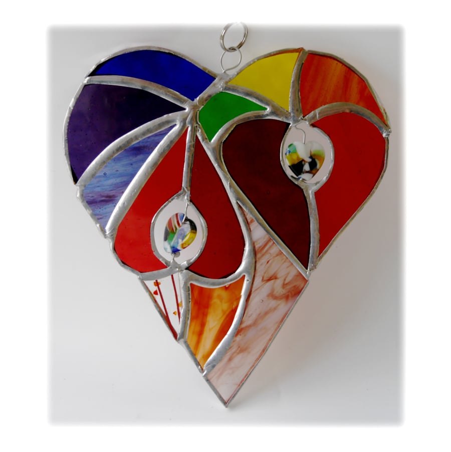 Heart of Hearts Suncatcher Rainbow Stained Glass 051