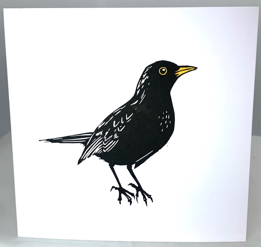 Blackbird Lino Print Card
