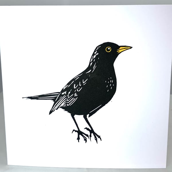 Blackbird Lino Print Card