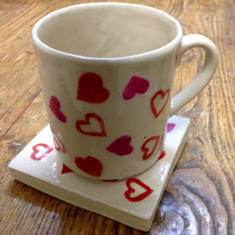 Hearts mug and tile