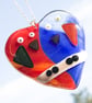 Red and Blue Fused Glass Lovebirds - 6190 - Image 4
