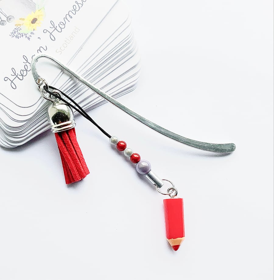 Pencil Bookmark. Pencil Charm. Artist Gift. Bookmark. Metal Bookmark.