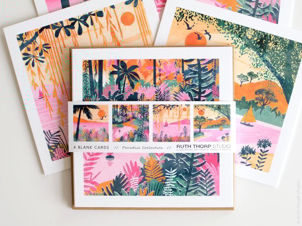 Paradise Pack of 4 Greeting Cards