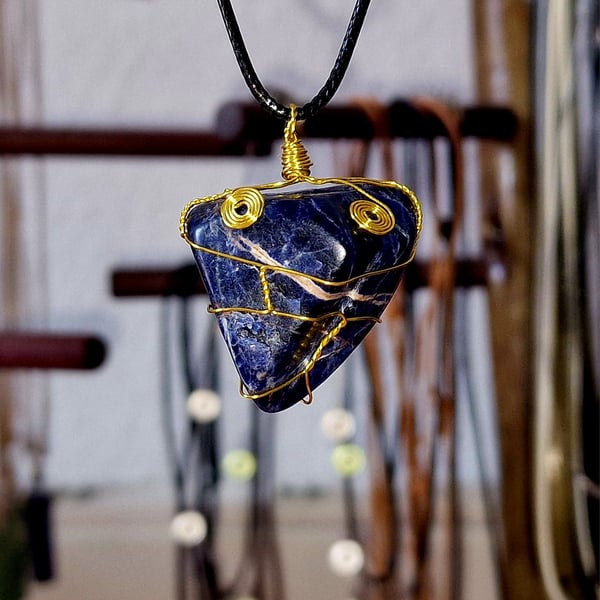 Lapis Lazuli wrapped pendant 