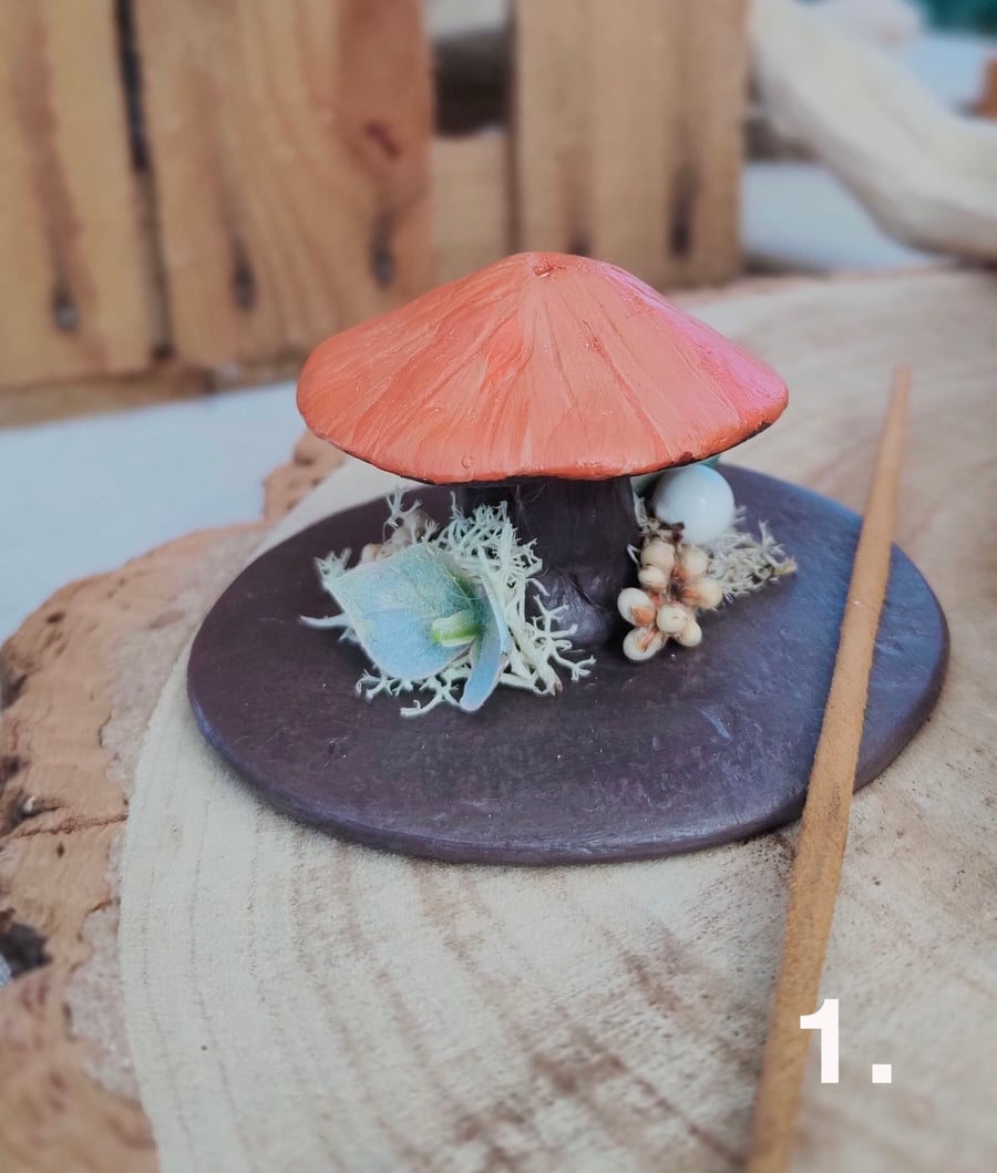 Clay Mushroom Incense Holder