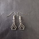 Silver paw charm dangle earrings