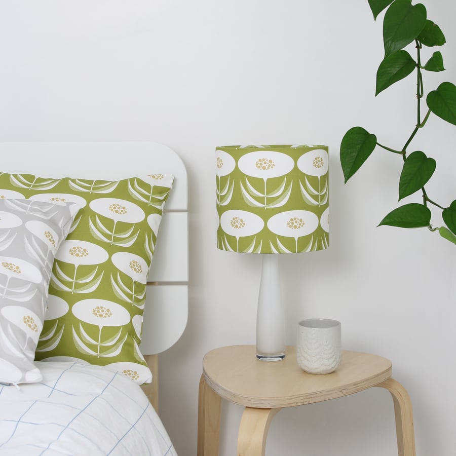 Olive Green Dandelion Fabric Lampshade Seconds Sunday