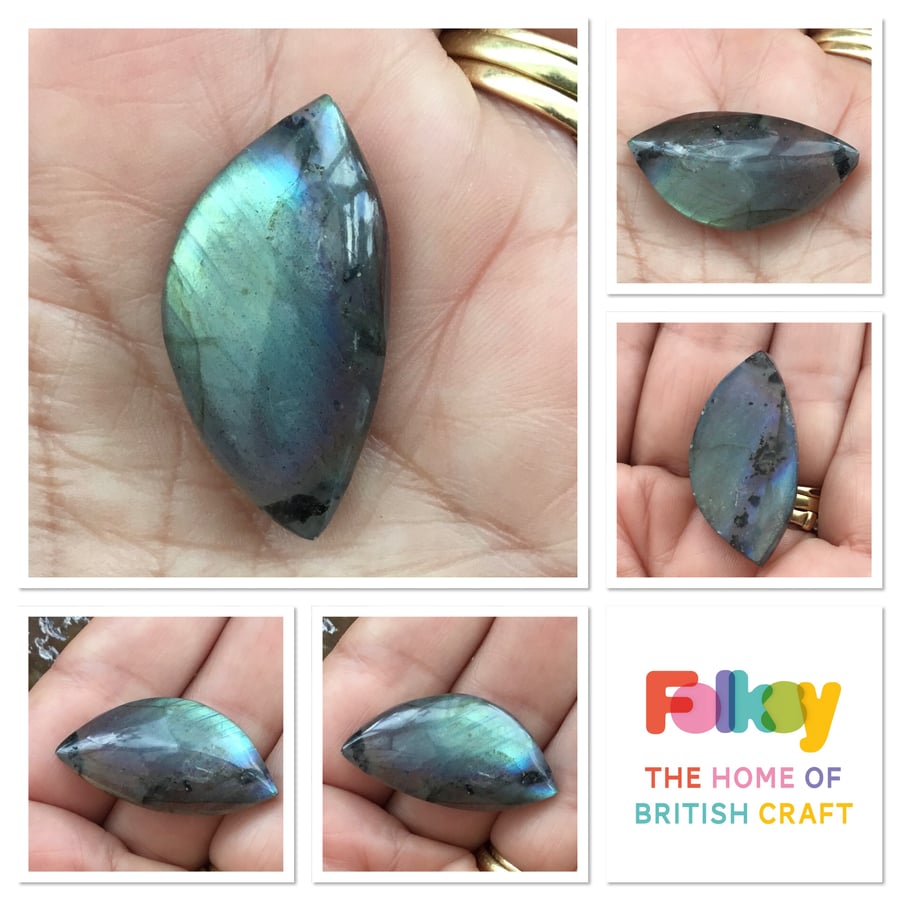 Lovely Freeform almost Marquise Labradorite Cabochon for Jewellery Designers.
