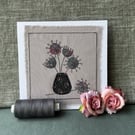 Embroidered appliqué greetings card with envelope