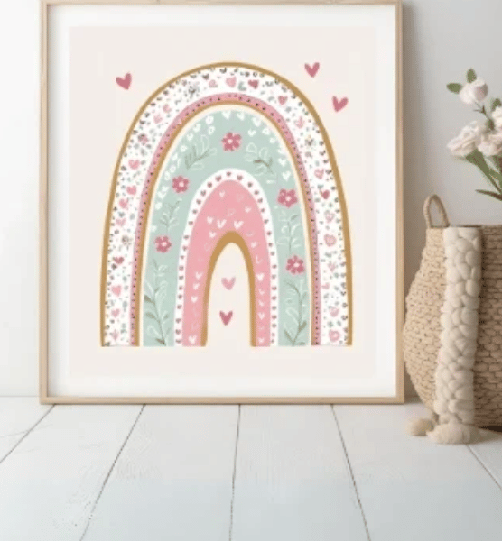 Rainbow Wall Art Print - A4 Minimalist Nursery Decor