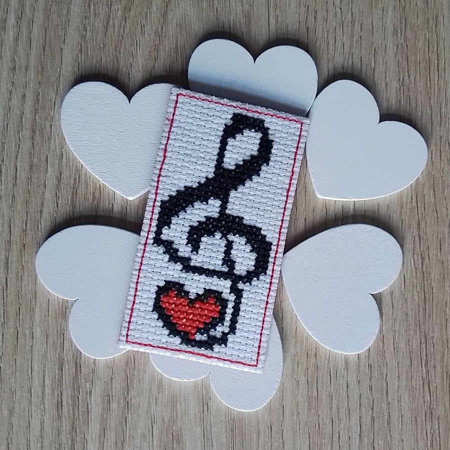 Treble Clef & Heart, Fridge Magnet, I Love Music, Music Lover Gift, Music Heart