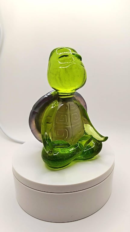 Handmade Turtle Ornament with Purple Shell: Lotus Pose Meditation- Padmasana Mud