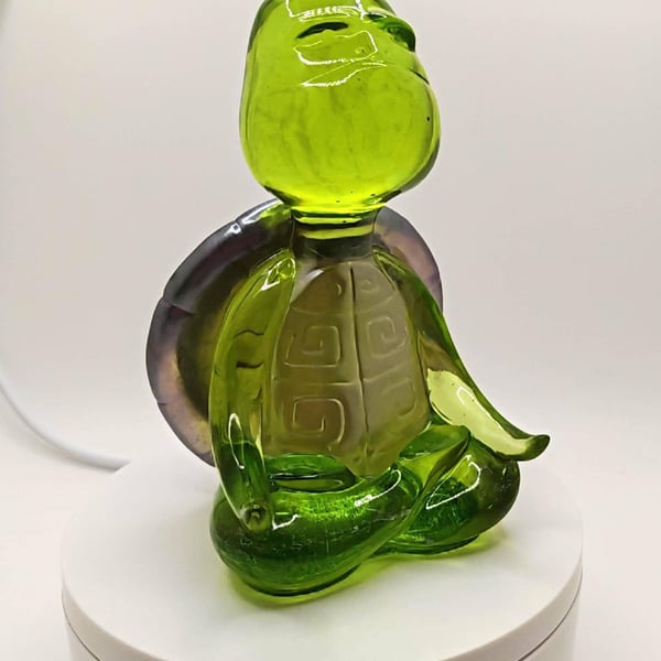 Handmade Turtle Ornament with Purple Shell: Lotus Pose Meditation- Padmasana Mud