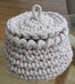 Crochet container with lid, desk tidy, small lidded pot