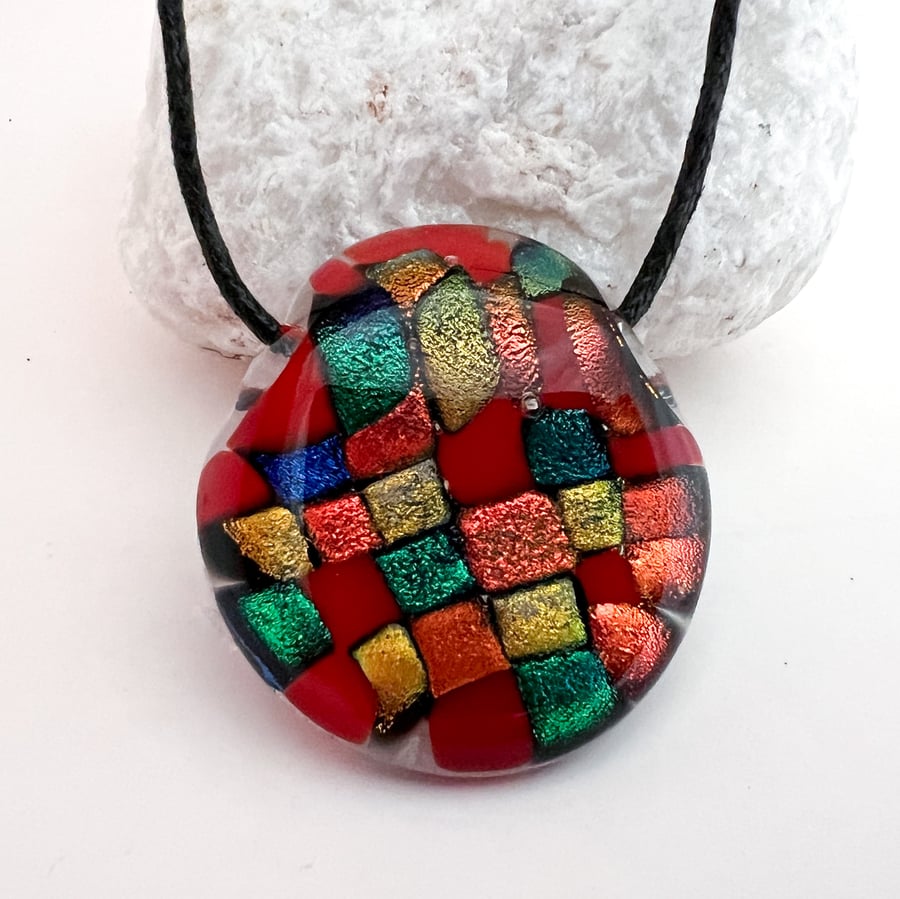 Perfectly Imperfect - Fused Glass "Patchwork" Pendant
