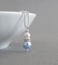 Light Blue Pearl Jewellery Set - Bridesmaid Necklace, Bracelet and Drop Earrings - Image 2
