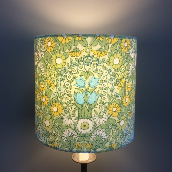Zesty Lemon Lime Floral Daisy Chain Pat Albeck  vintage fabric Lampshade option