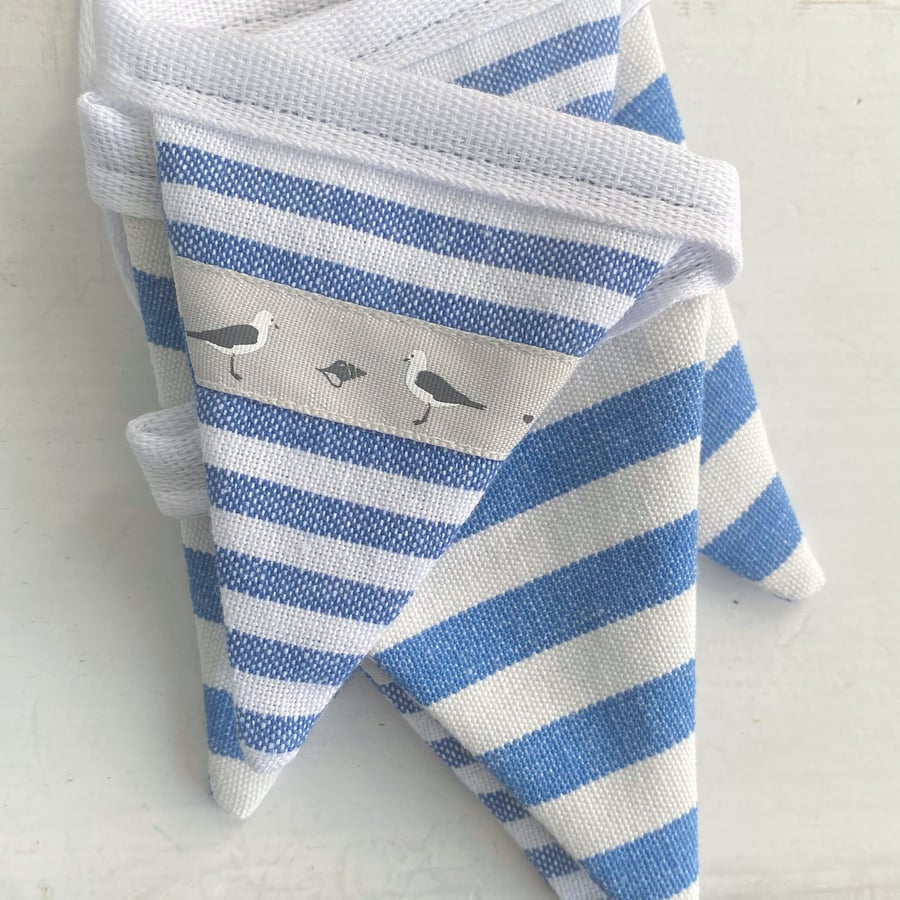BUNTING - seagulls, blue and white stripes