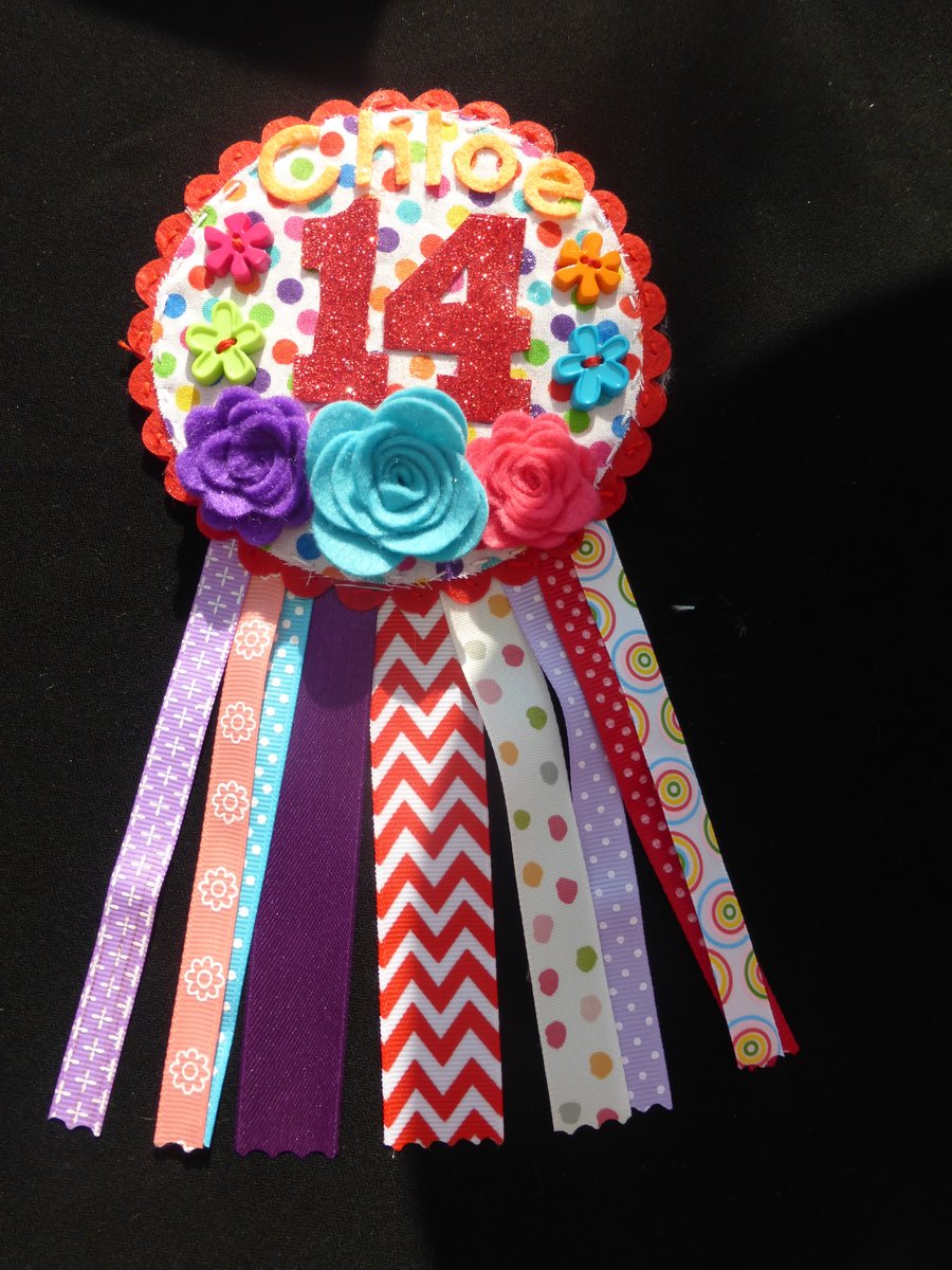 Birthday badge-Rosette Personalised