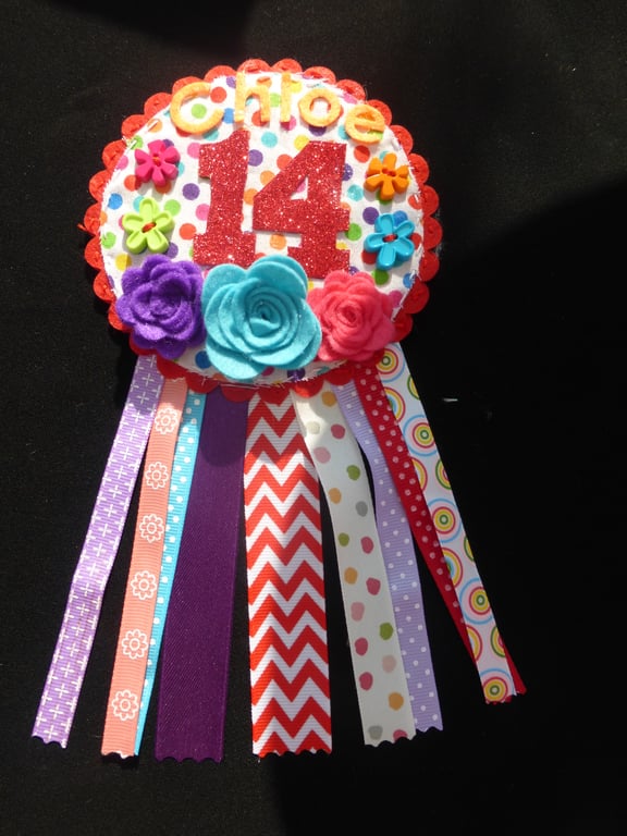 Birthday badge-Rosette Personalised