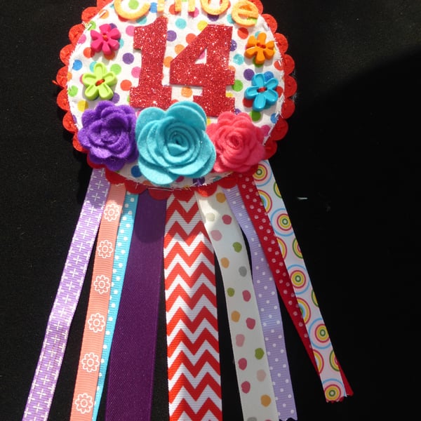 Birthday badge-Rosette Personalised