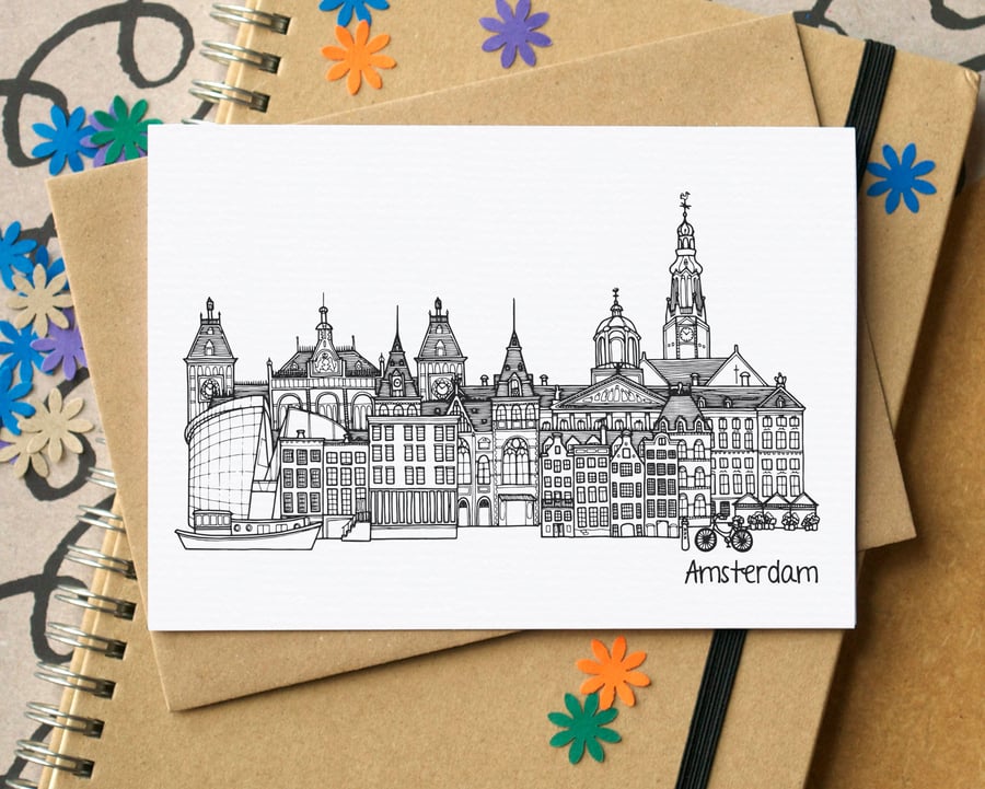 Amsterdam Skyline Greetings Card