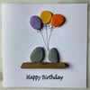 Cornwall pebble art birthday card