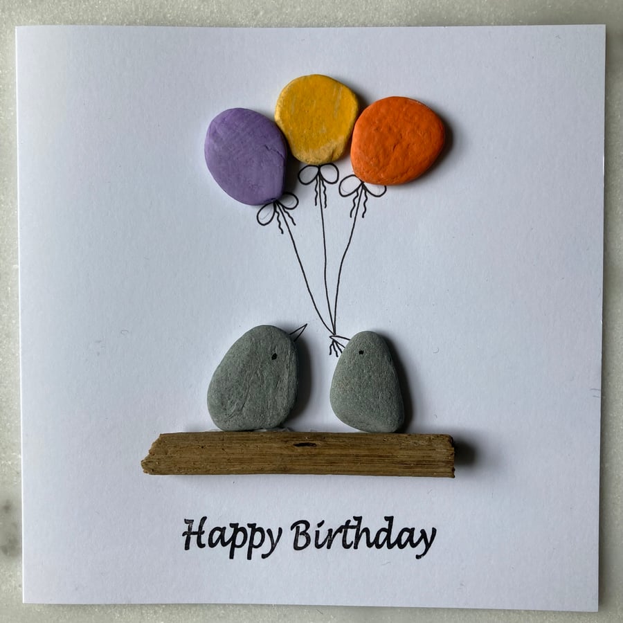 Cornwall pebble art birthday card