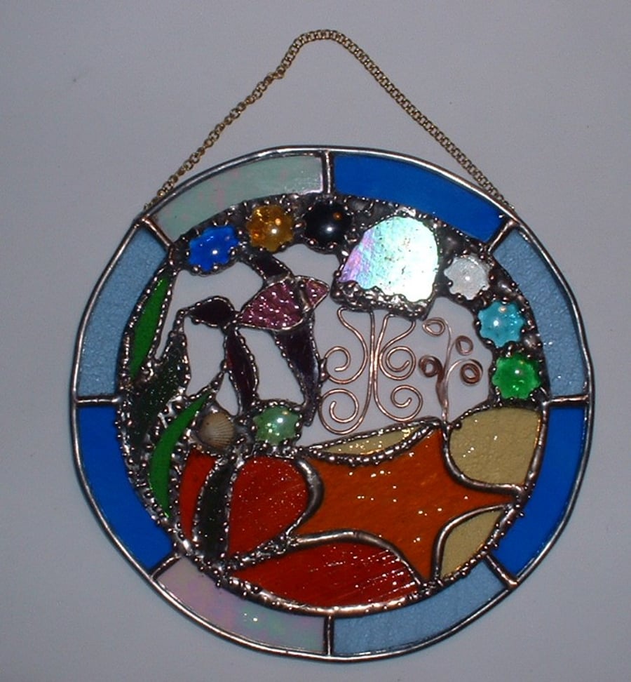 "Sea Life" Stained Glass Hanging Decoration Wall Art