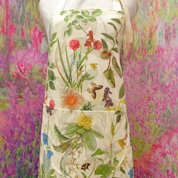 Secret Garden Apron with pocket.    Cotton