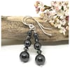 Sterling Silver Earrings with Hematite and Crystals