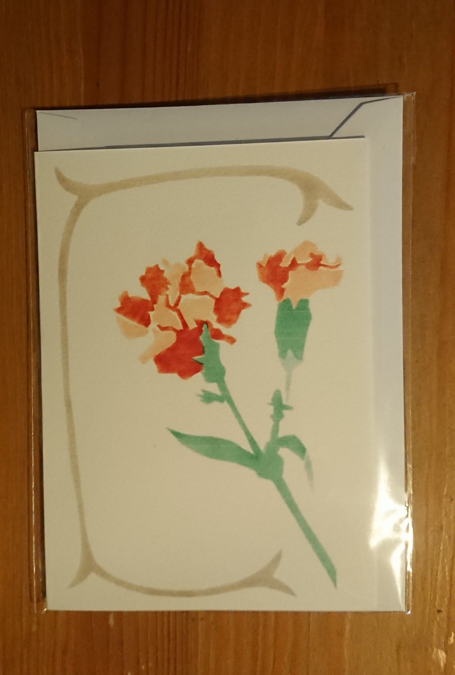 Seconds Carnation flower card, blank inside for your own message