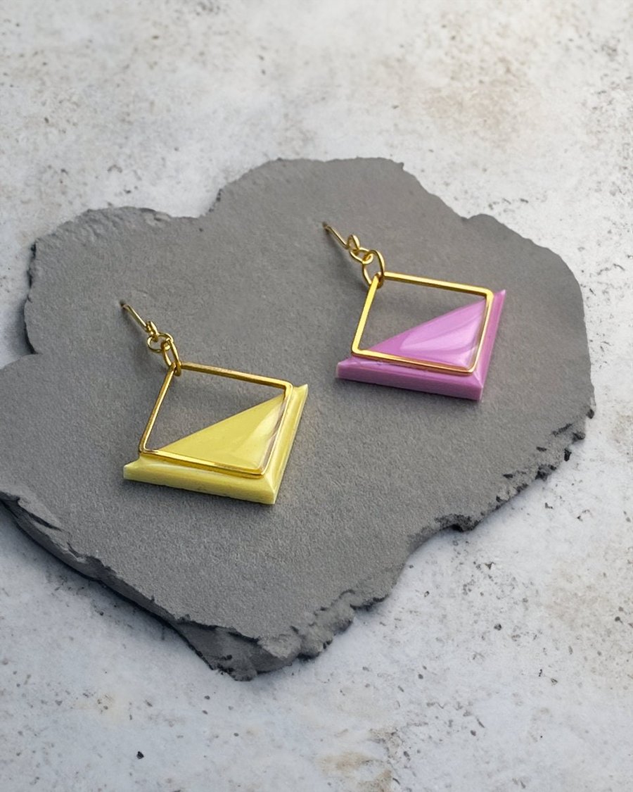 Handcrafted Triangle Geometric Earrings - Contemporary Abstract Jewellery