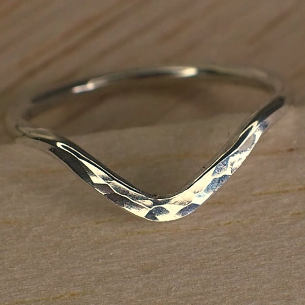 Solid Sterling Silver Wishbone Curved Ring - custom made in your ring size.