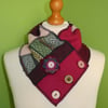 Neck Warmer Scarf with 3 button Trim. Upcycled Cowl. Felt Flower .No 7