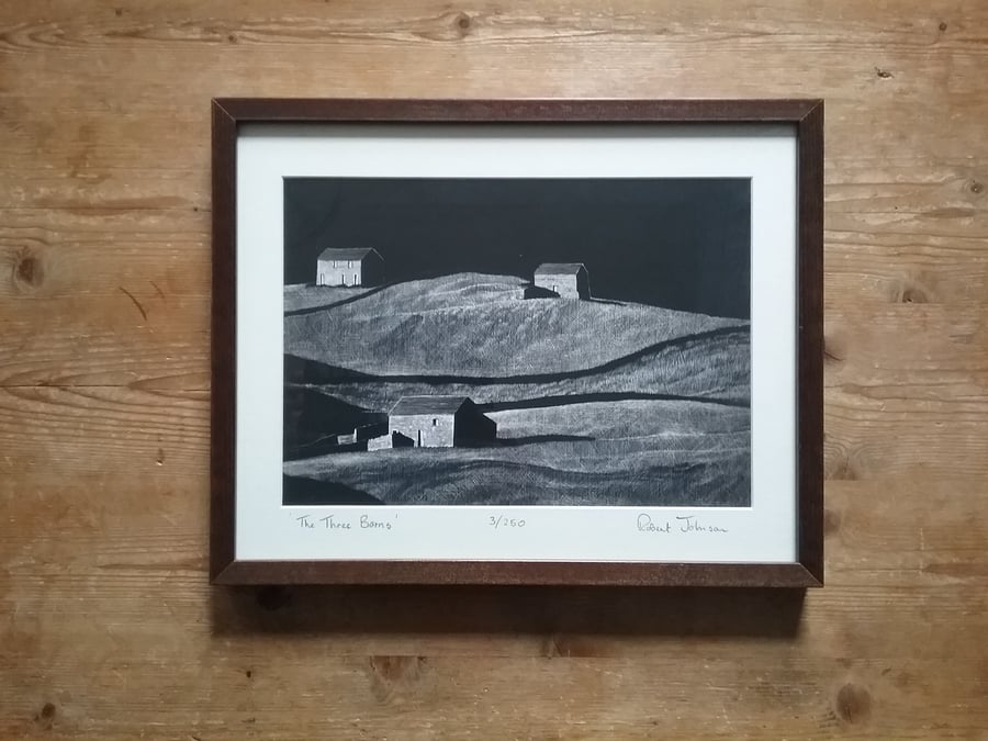 The Three Barns (framed fine art print)