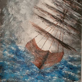 Original stormy waters acrylic painting