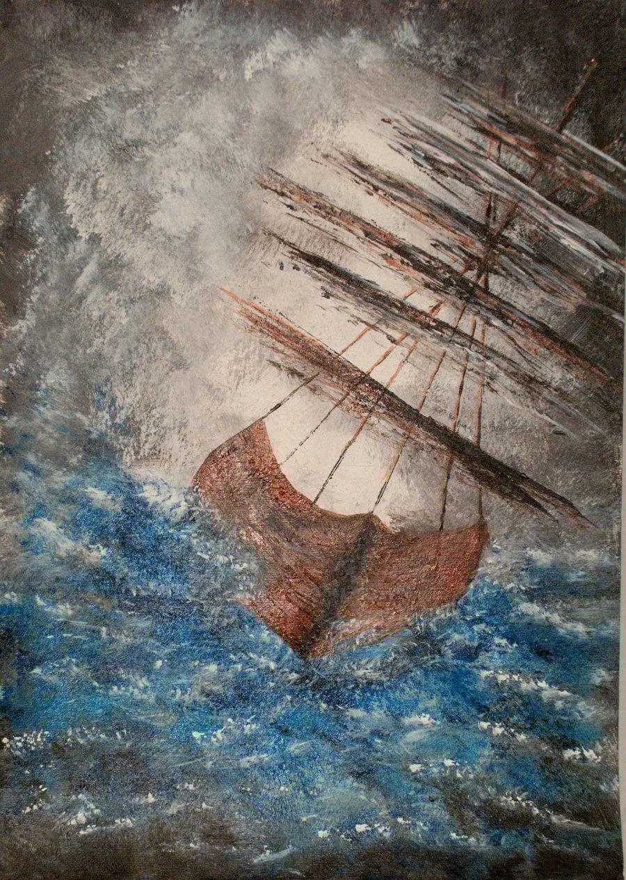 Original stormy waters acrylic painting