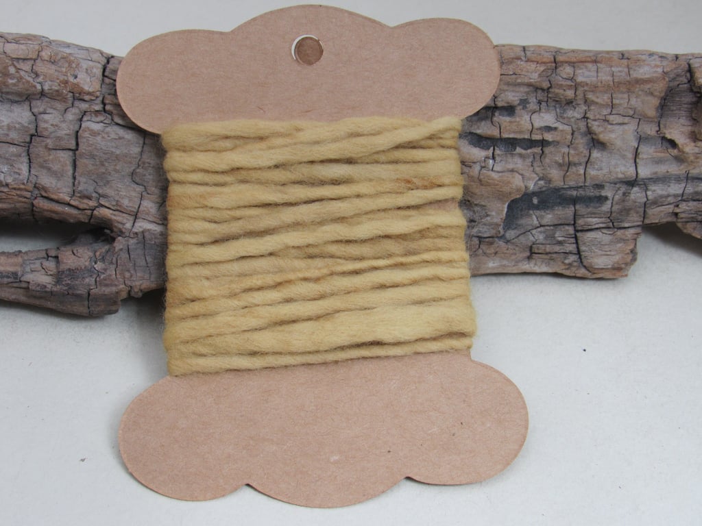 2.5m Hand Dyed Natural Pomagranate Dye Old Gold Handspun Corriedale Yarn