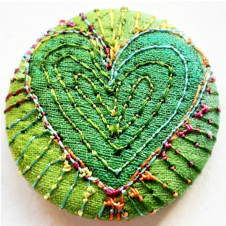 Buttons 1 inch button Hand Dyed Silks and Cottons Free Machine Embroidery Button