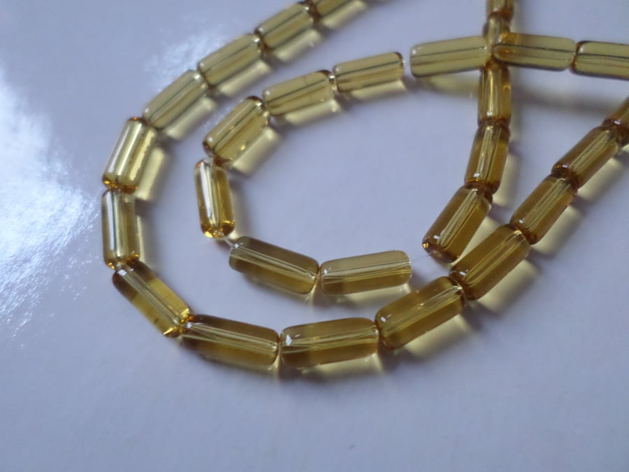 50 x Glass Beads - Tube - 10mm - Golden Yellow 